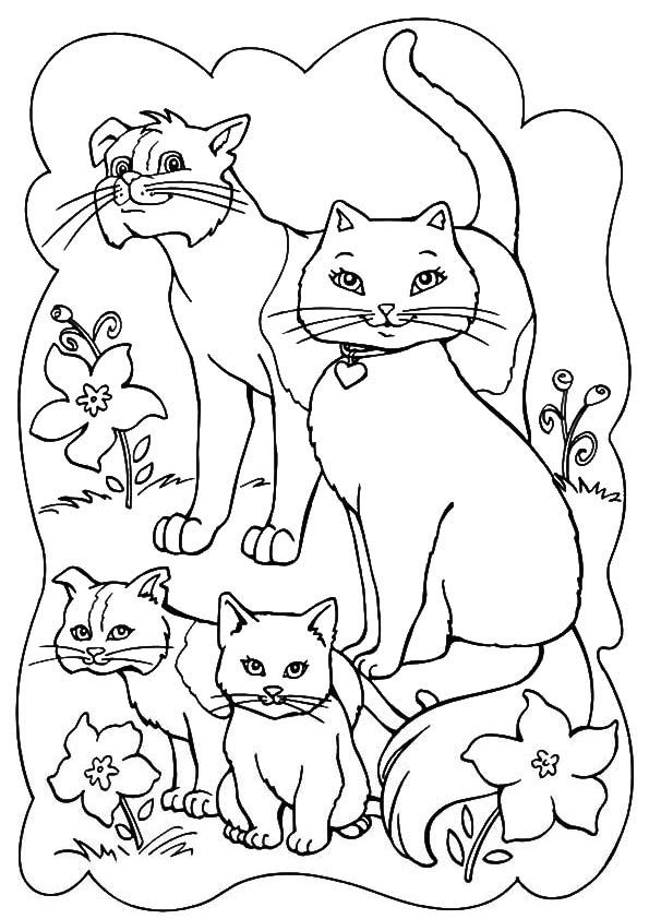 Cat Family Coloring Page