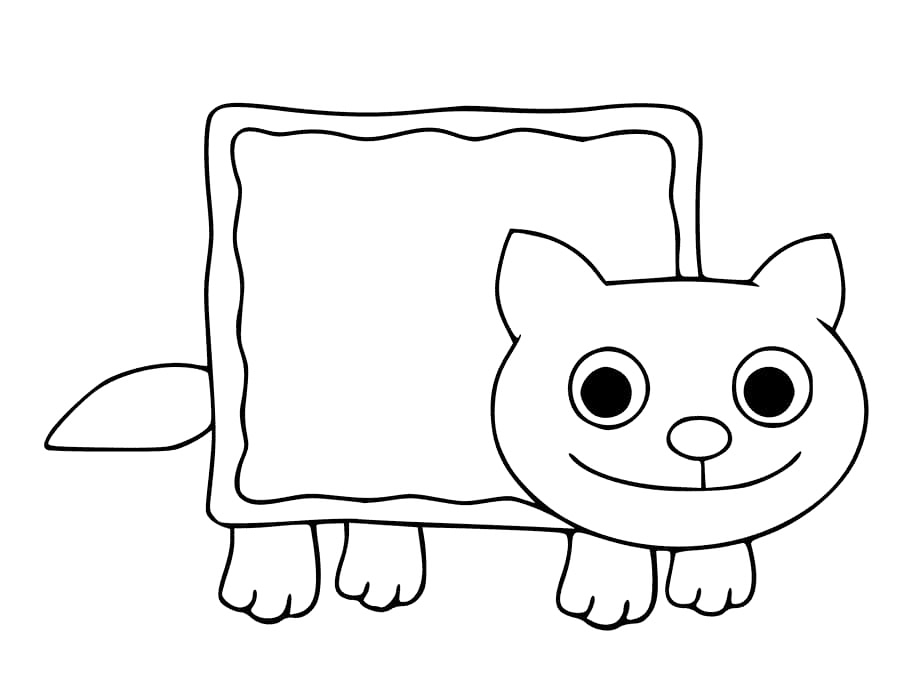 Cat Frame Coloring Page