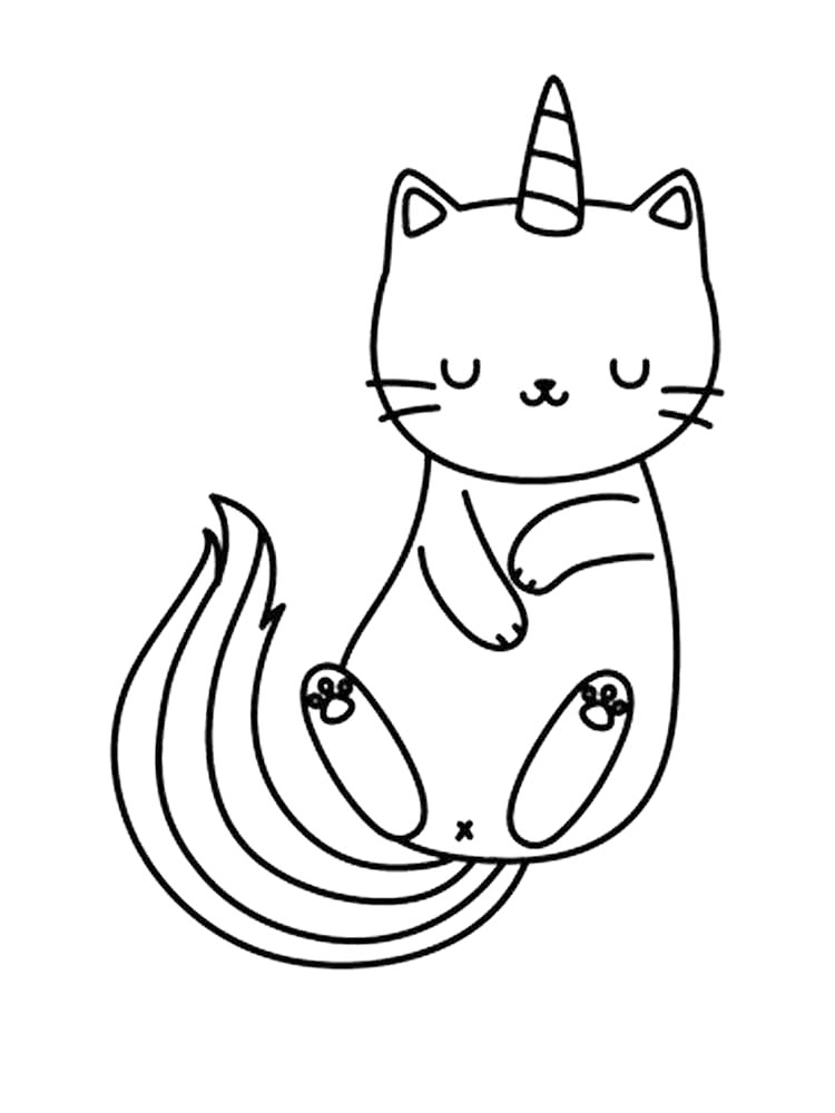 Cute Unicorn Cat Coloring Page