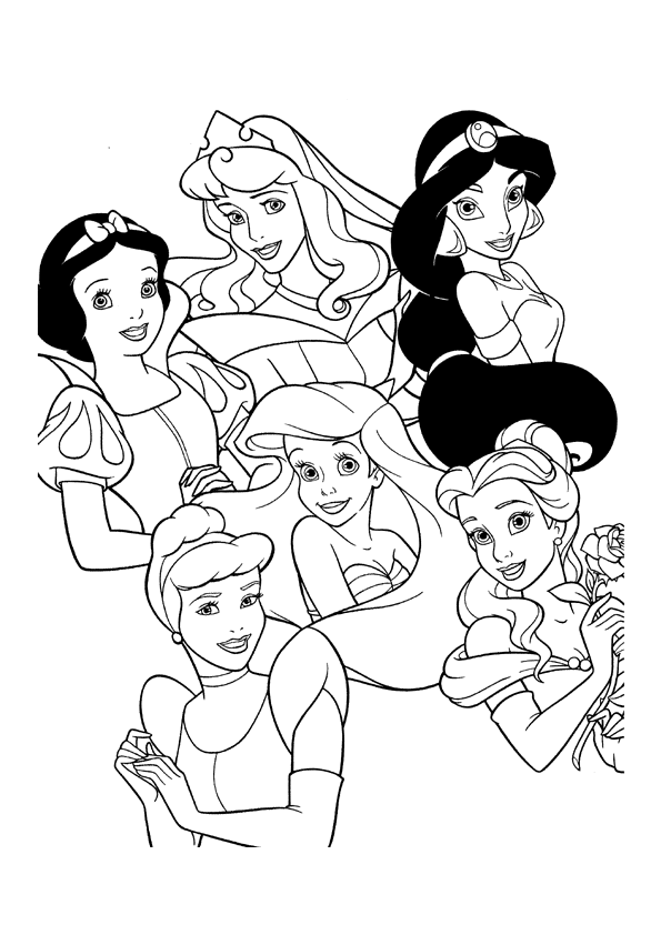 disney princess characters coloring pages