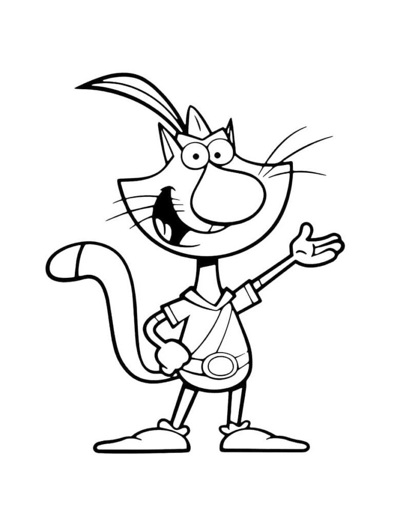Happy Cartoon Cat Coloring Page