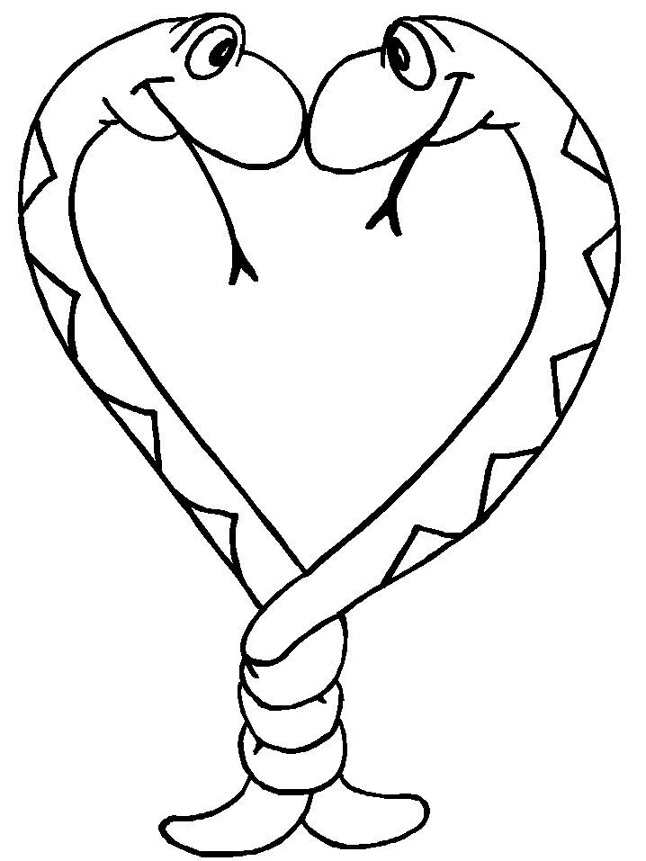 Heart Shaped Snakes Coloring Page