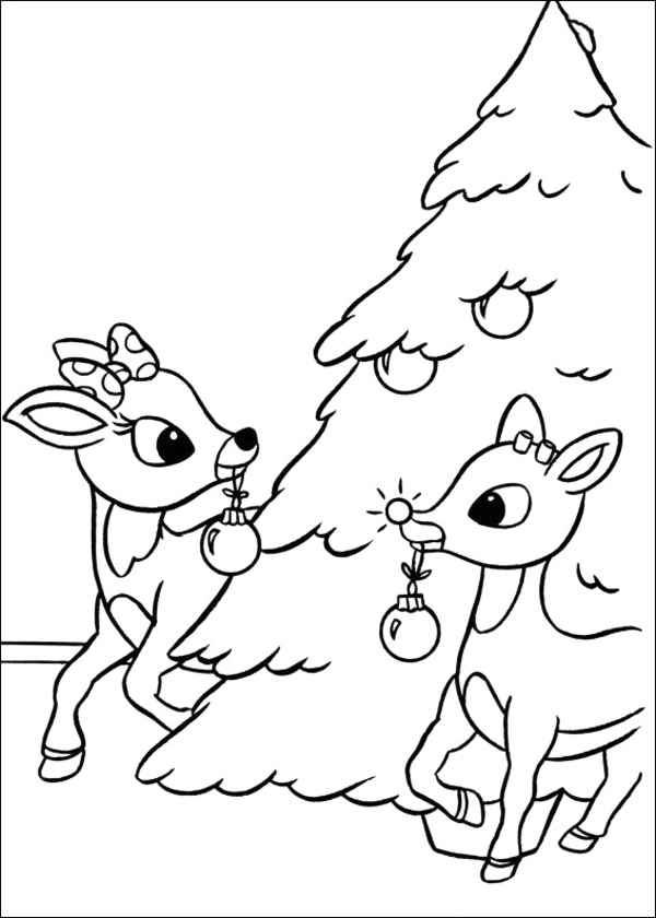 Rudolph Christmas Tree Coloring Page