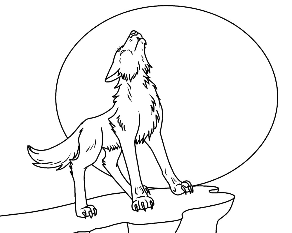 Wolf Howling Coloring Page