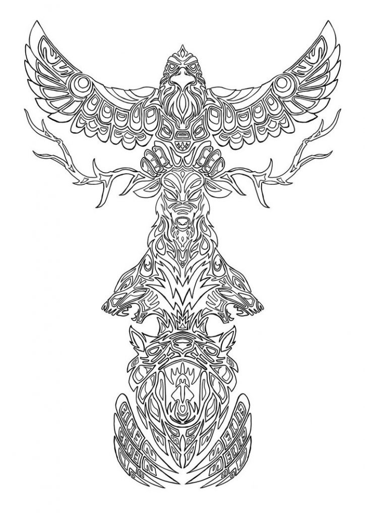 Coloring Pages of Totem Pole
