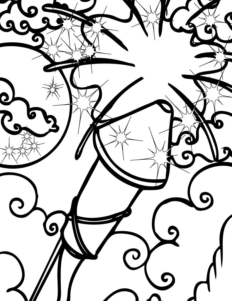 Fireworks Coloring Page