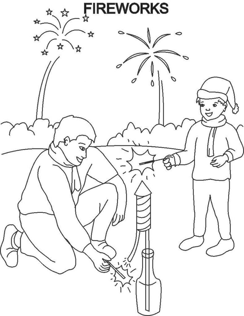 Fireworks Coloring Pages For Kids