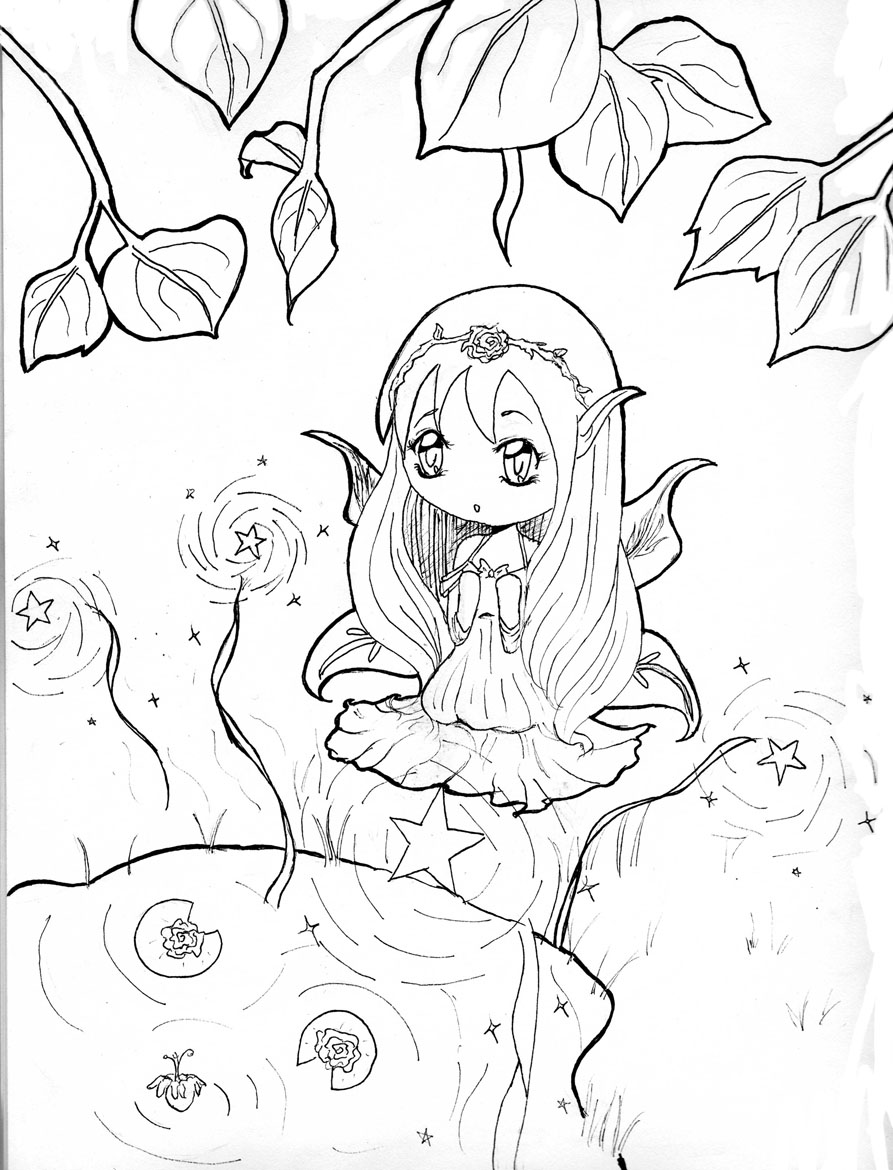 Mythical Fox Anime Girl Coloring Pages