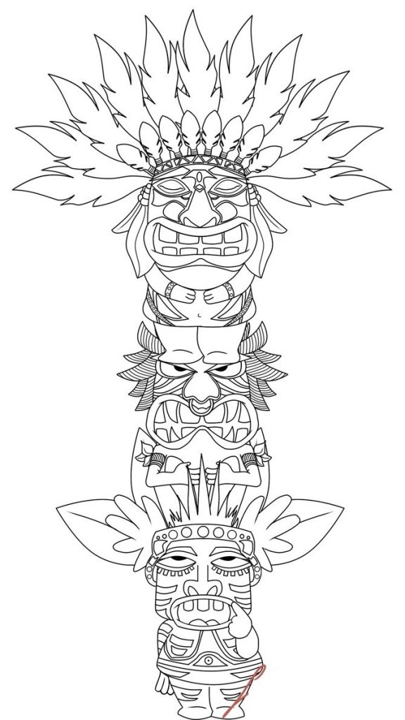 Free Coloring Pages Totem Pole