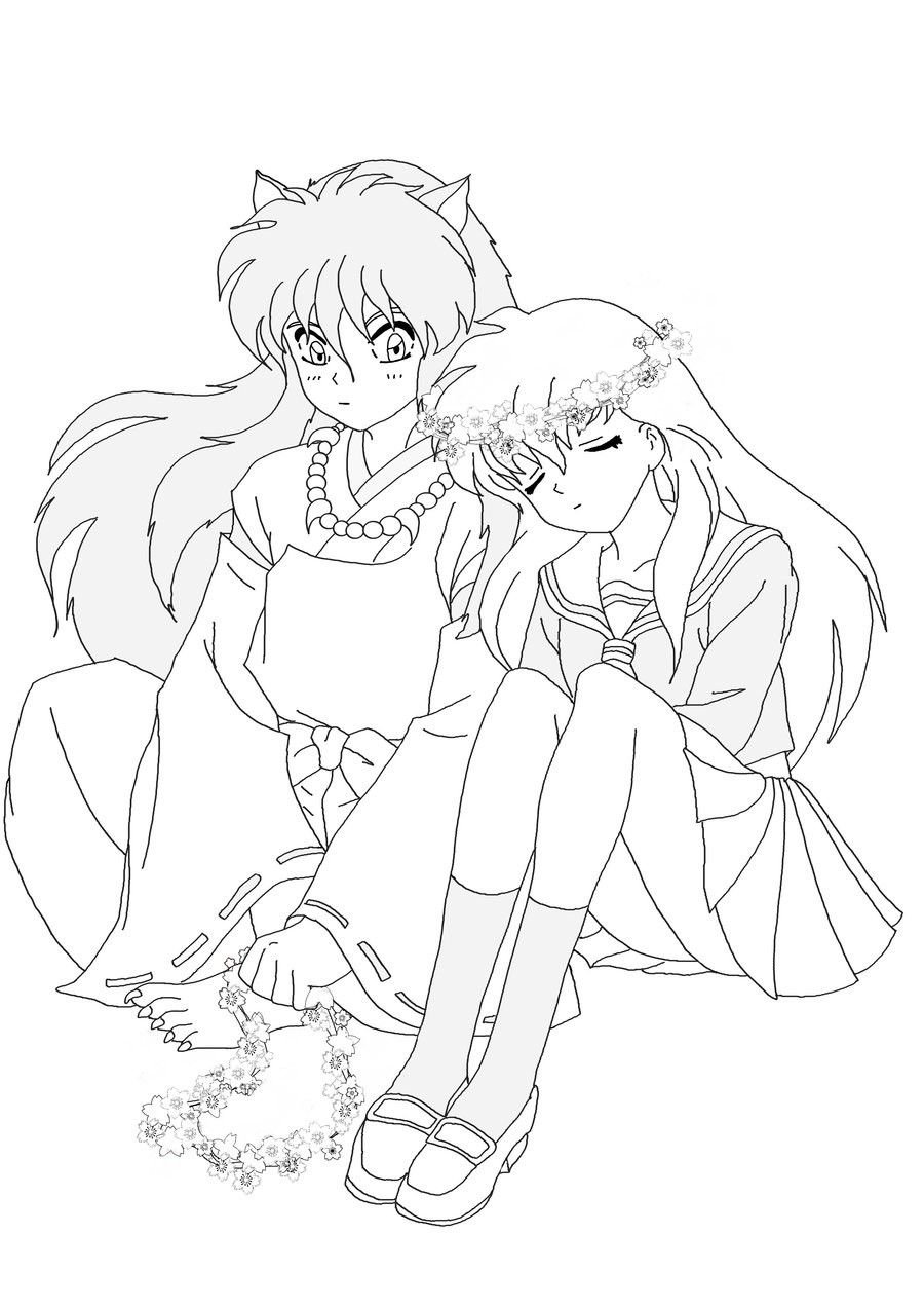 inuyasha coloring printable kagome anime inuyash colouring bestcoloringpagesforkids books visit