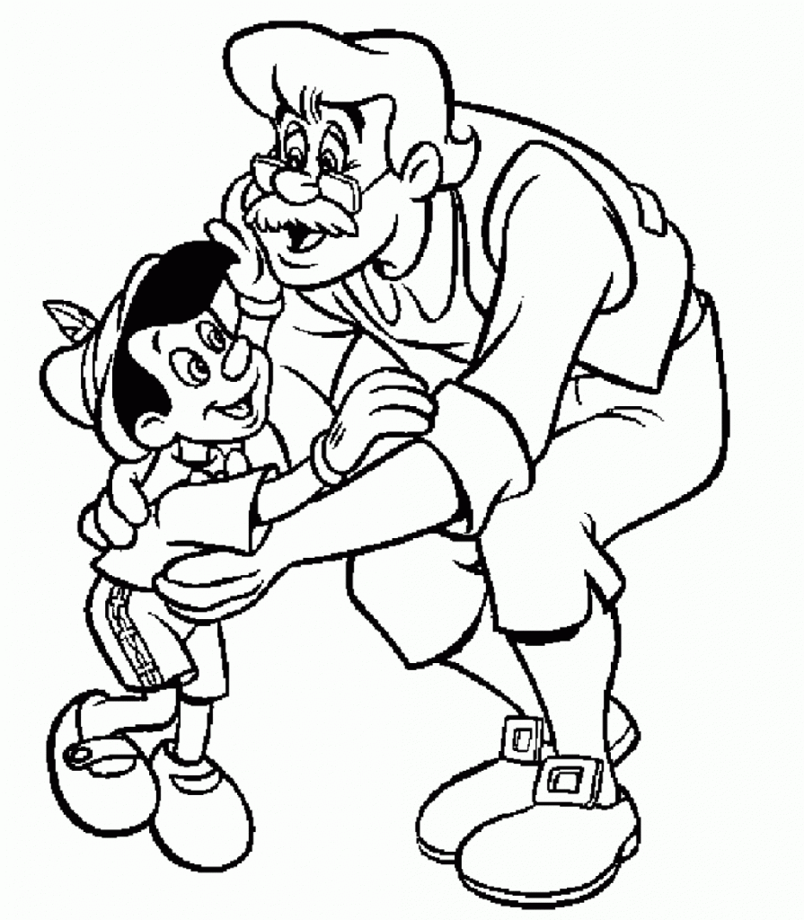 Pinocchio and Gepetto Coloring Pages