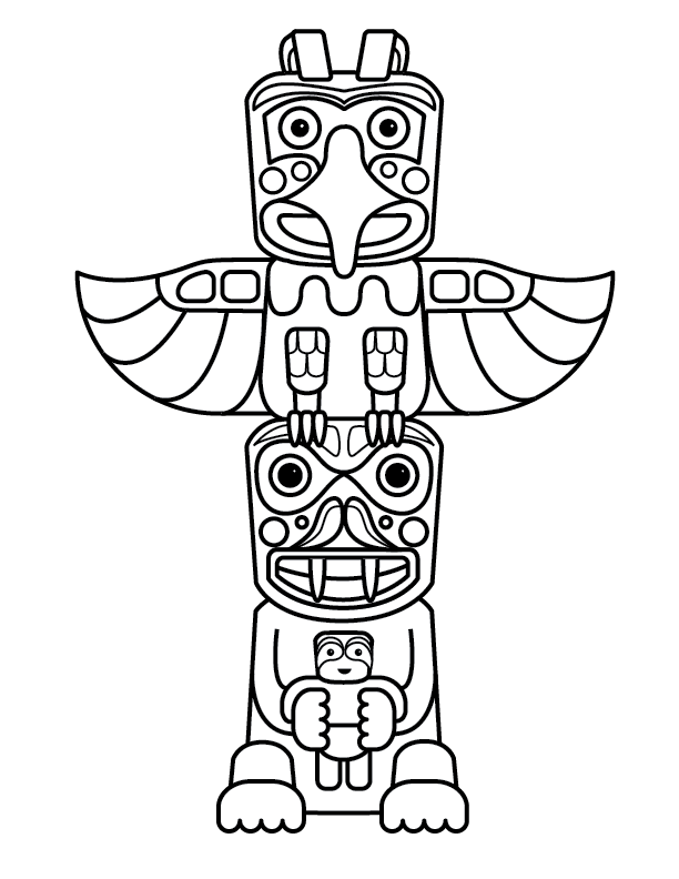 Totem Pole Coloring Pages For Kids