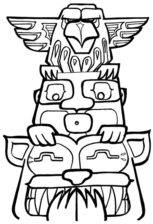Totem Pole Animals Coloring Pages Totem Pole Animals Coloring Pages