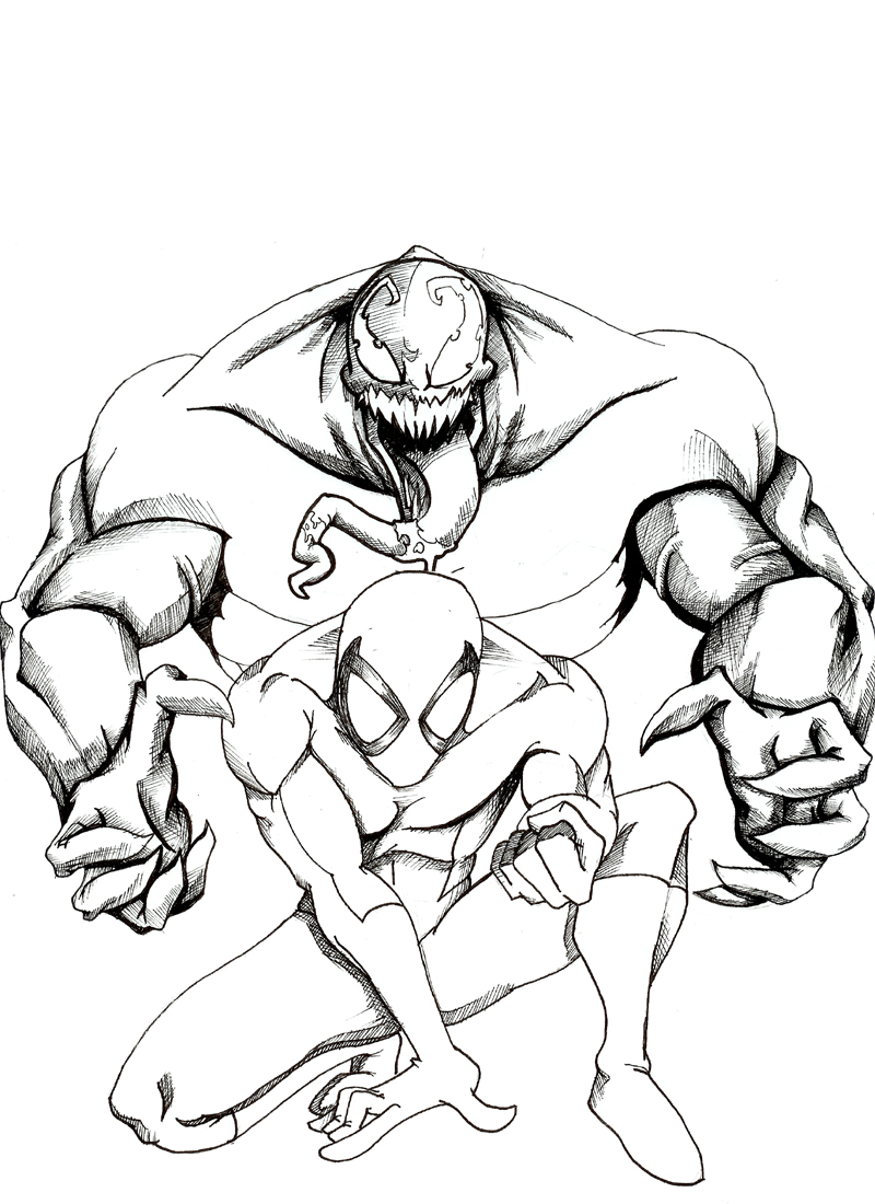 Venom Spiderman Coloring Pages Free 1