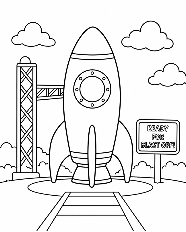 Blast Off Rocket Coloring Page