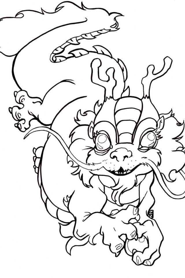 Cute Chinese Dragon Coloring Page