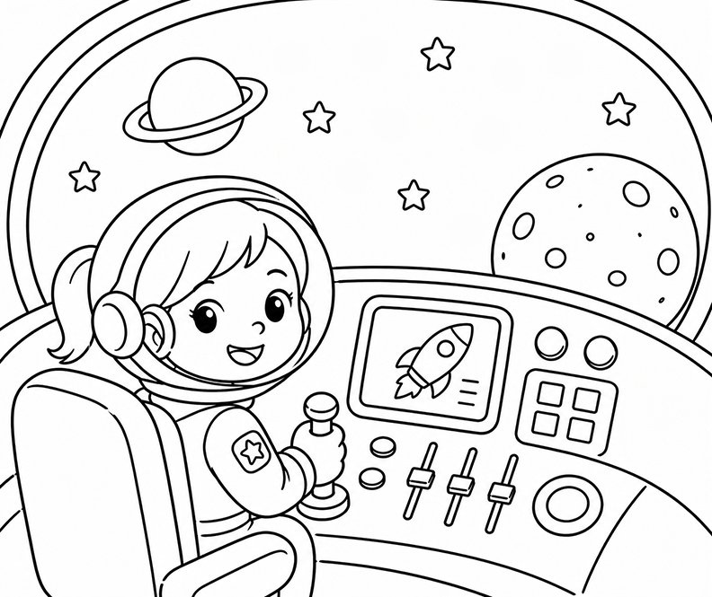 Girl Astronaut Coloring Page