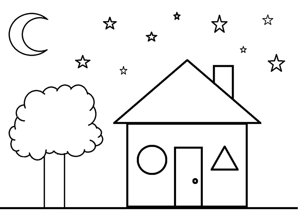 House Made Of Shapes Coloring Page