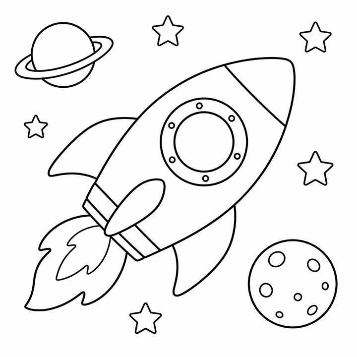 Rocket Ship Coloring Page