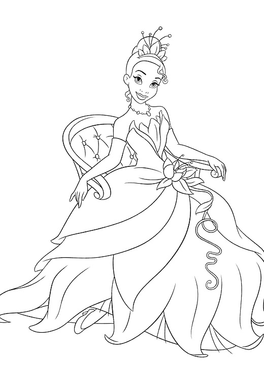 Disney Frog Princess Tiana Coloring Pages