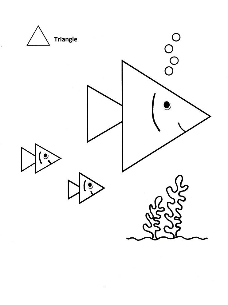 Triangle Fish Shape Coloring Page
