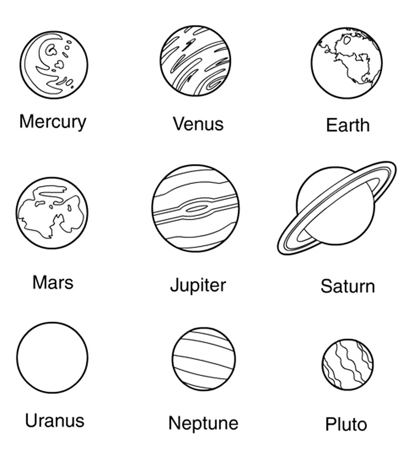 9 Planets Coloring Page