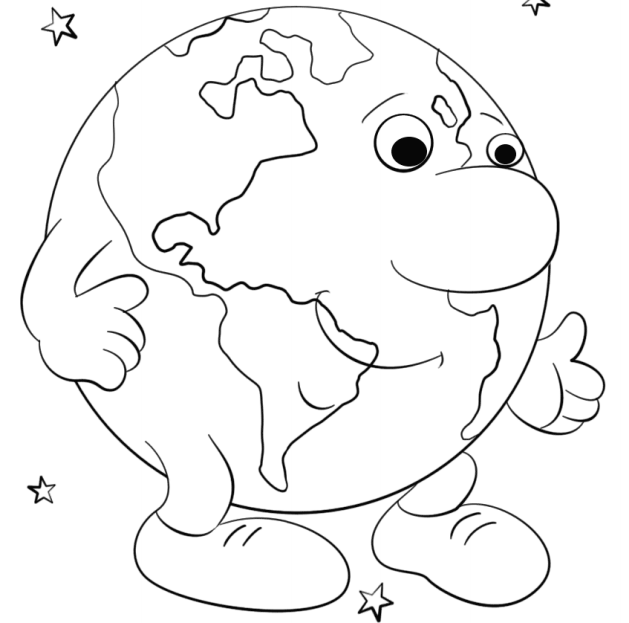 Cartoon Earth Coloring Page