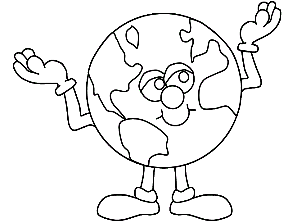 Cute Cartoon Earth Coloring Pages