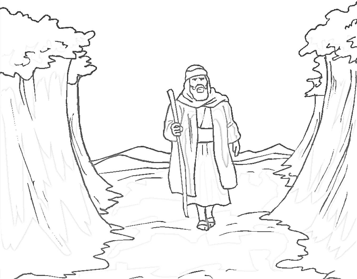 Moses And The Red Sea Coloring Pages For Kids 3