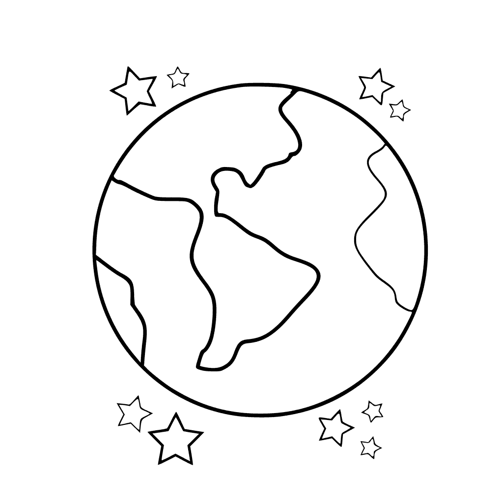 Simple Earth Coloring Page