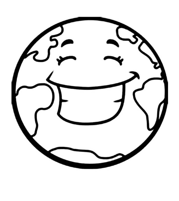 Smiling Earth Coloring Page