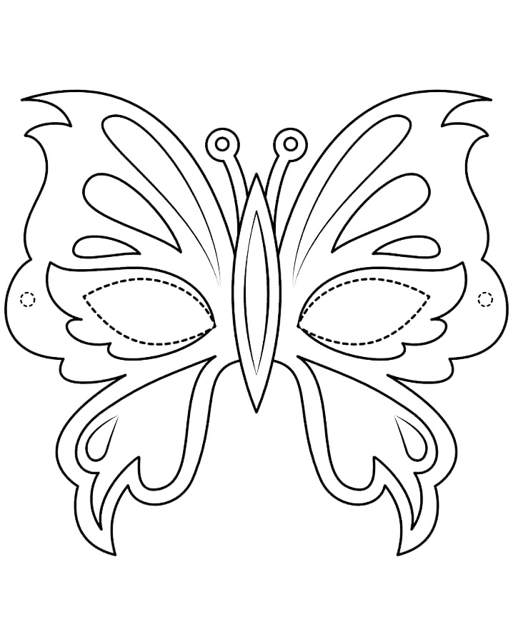 Butterfly Mask For Mardi Gras Coloring Page