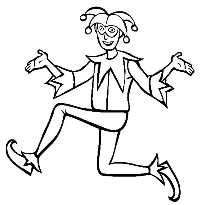 Funny Jester Mardi Gras Coloring Page