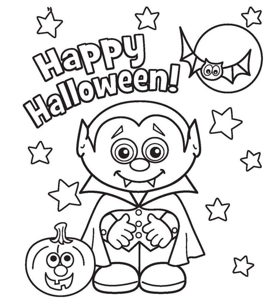 Happy Halloween Vampire Coloring Page