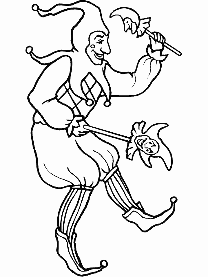 Jester Mardi Gras Coloring Pages