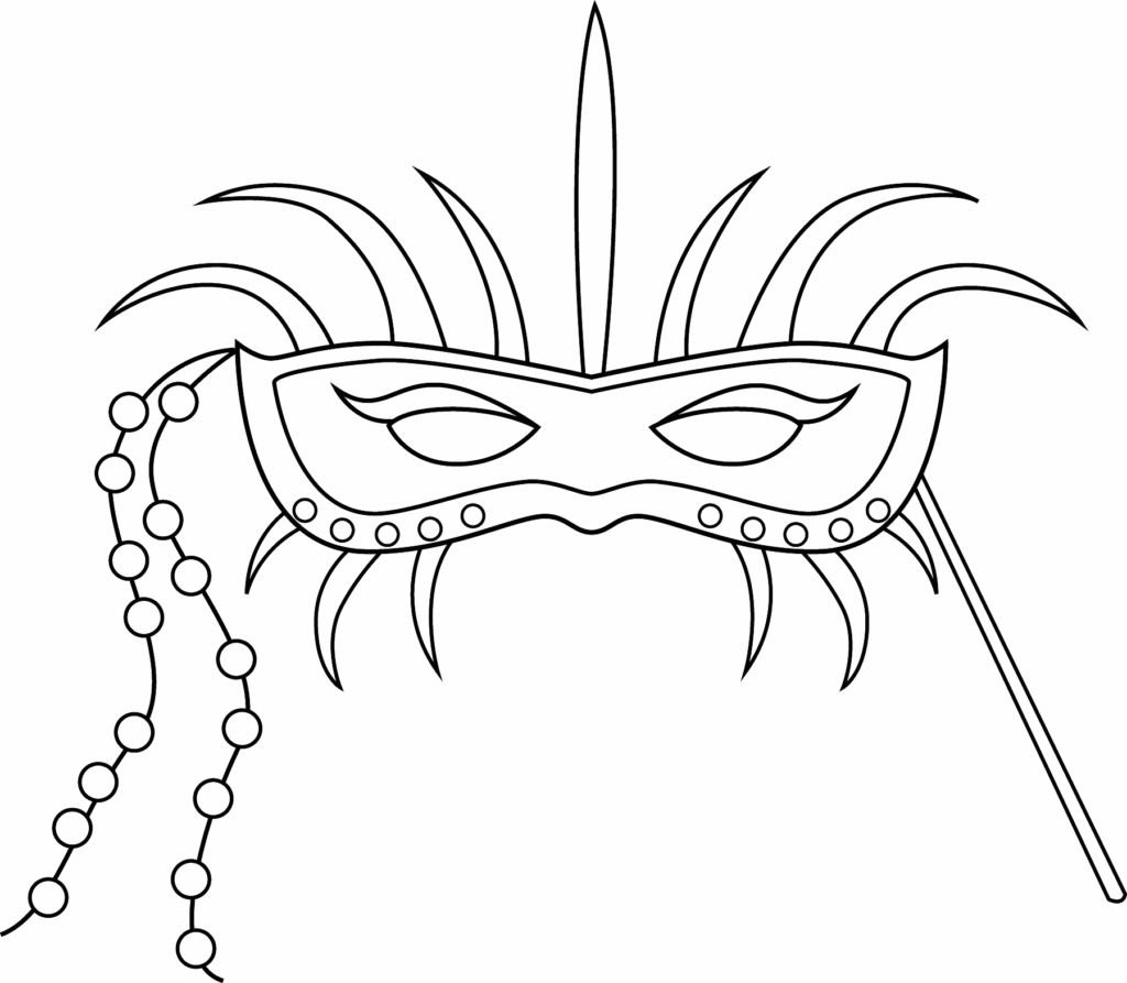 Mardi Gras Mask With Handle Coloring Page