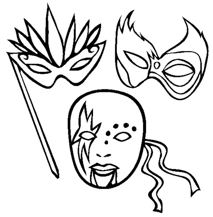 Mardi Gras Masks Coloring Page