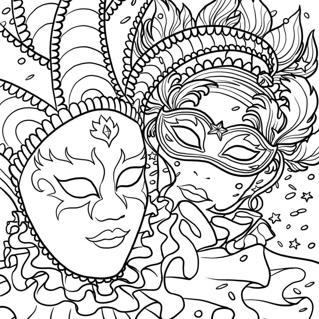 Mardi Gras Masks Coloring Page