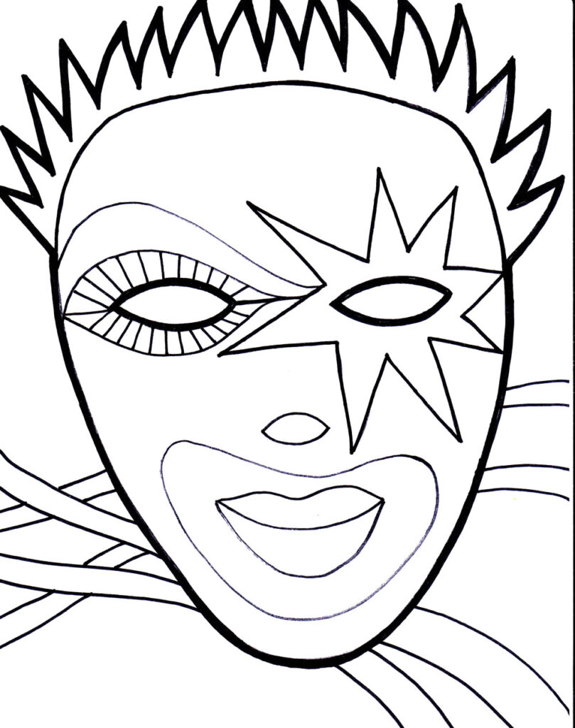 Mask For Mardi Gras Coloring Page