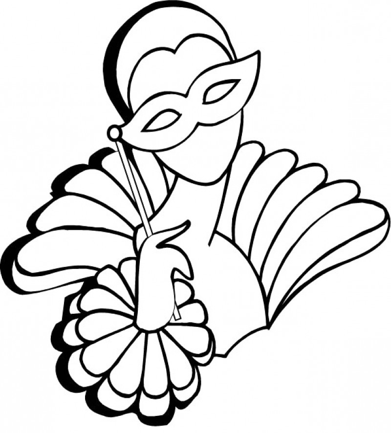 Woman On Mardi Gras Coloring Page