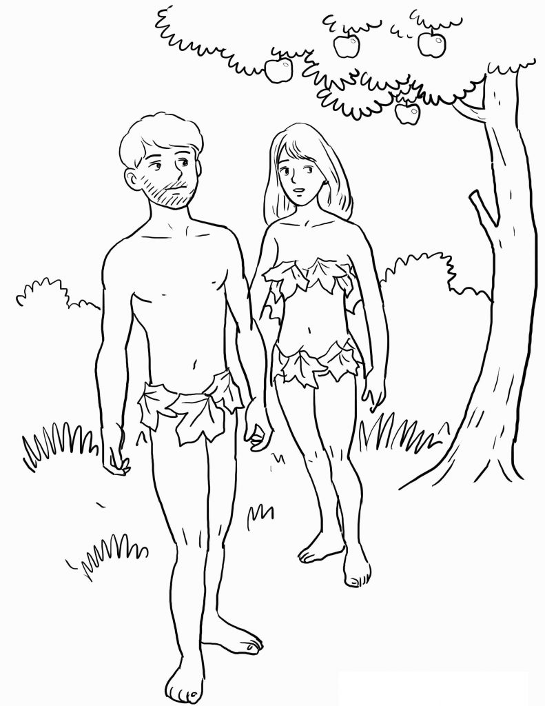 Adam and Eve Coloring Pages for Kids