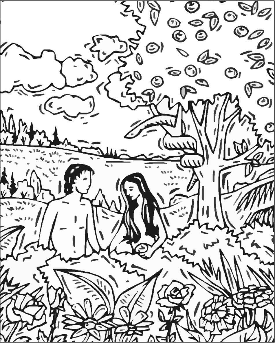 Adam And Eve For Kids Coloring Pages