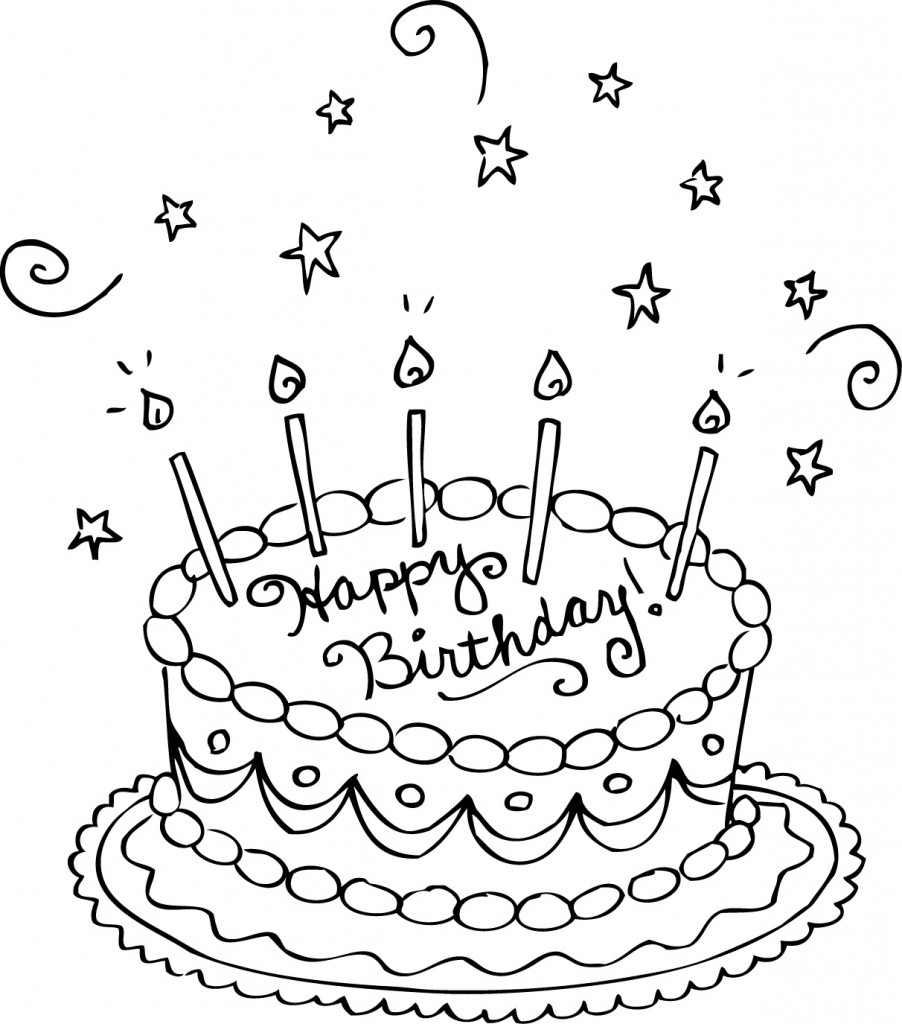 Coloring Page Birthday Cake