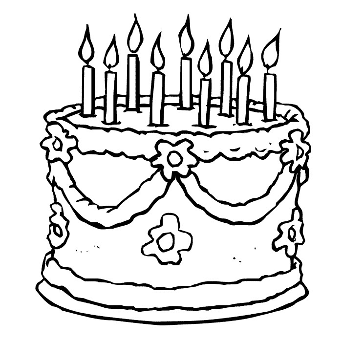 Coloring Pages of Birthday Cakes