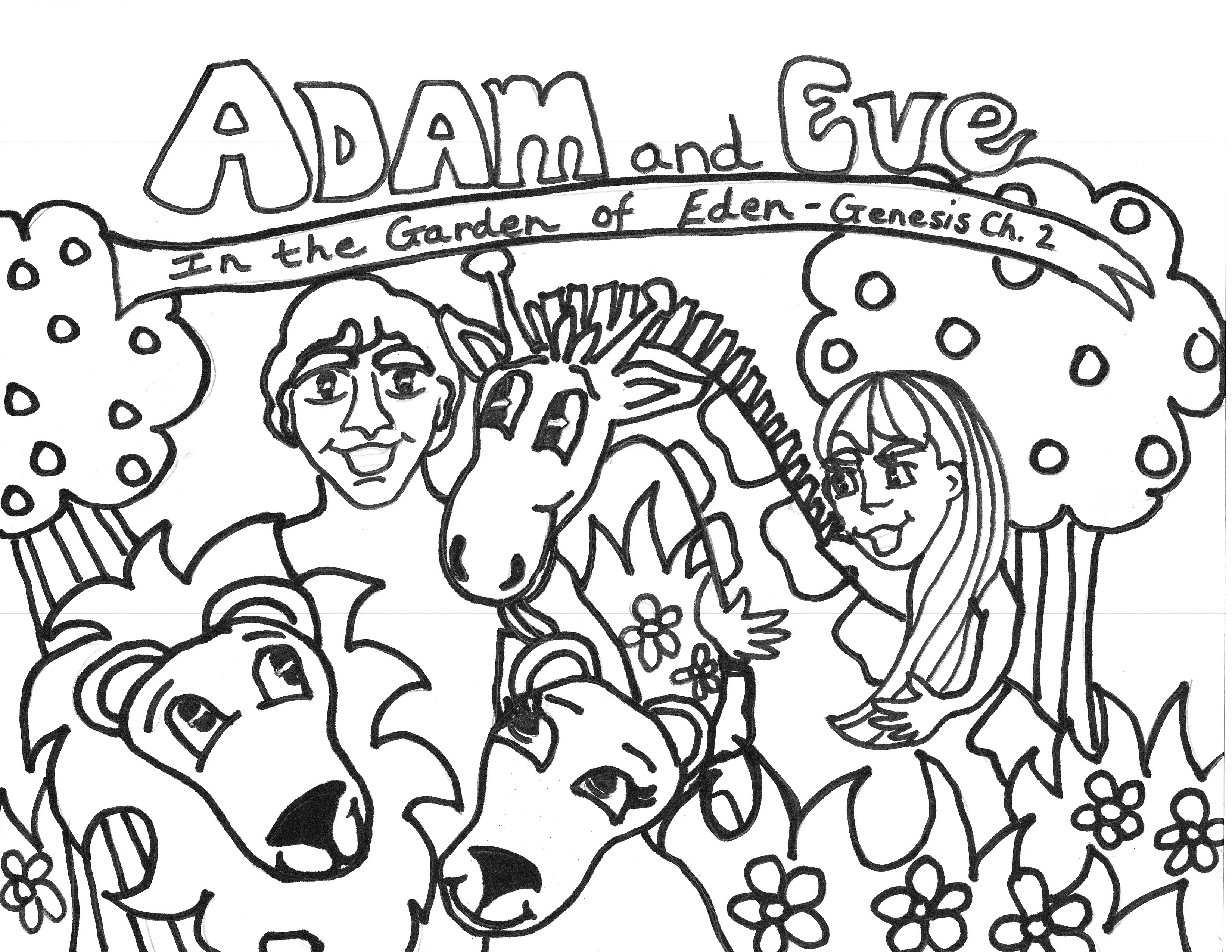 The Fall Of Adam And Eve Coloring Page Printable | discoveromantours.com