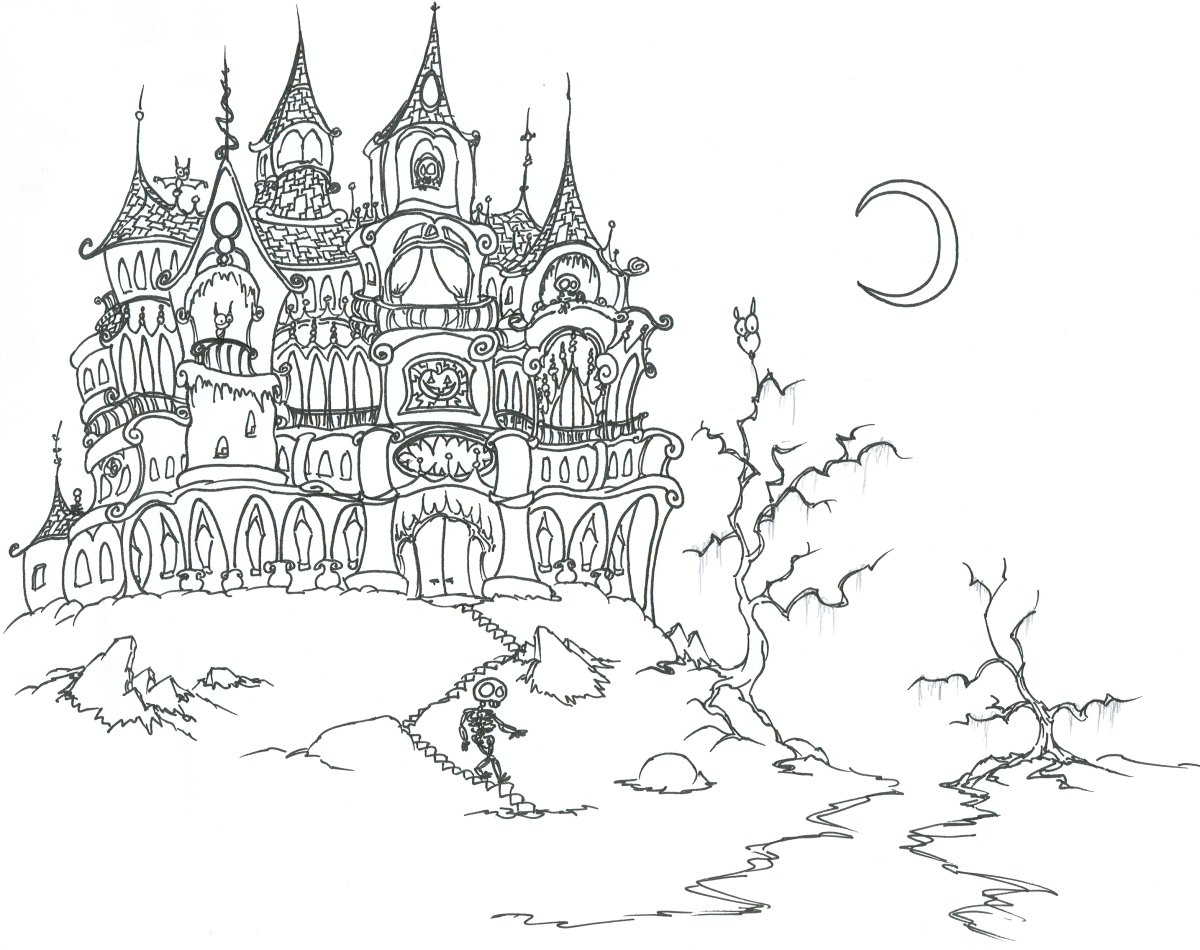 Download Free Printable Haunted House Coloring Pages For Kids