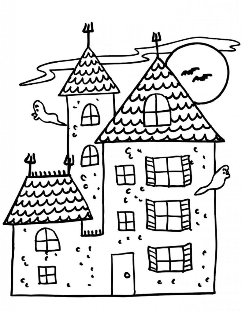 Haunted House Coloring Pages for Kids