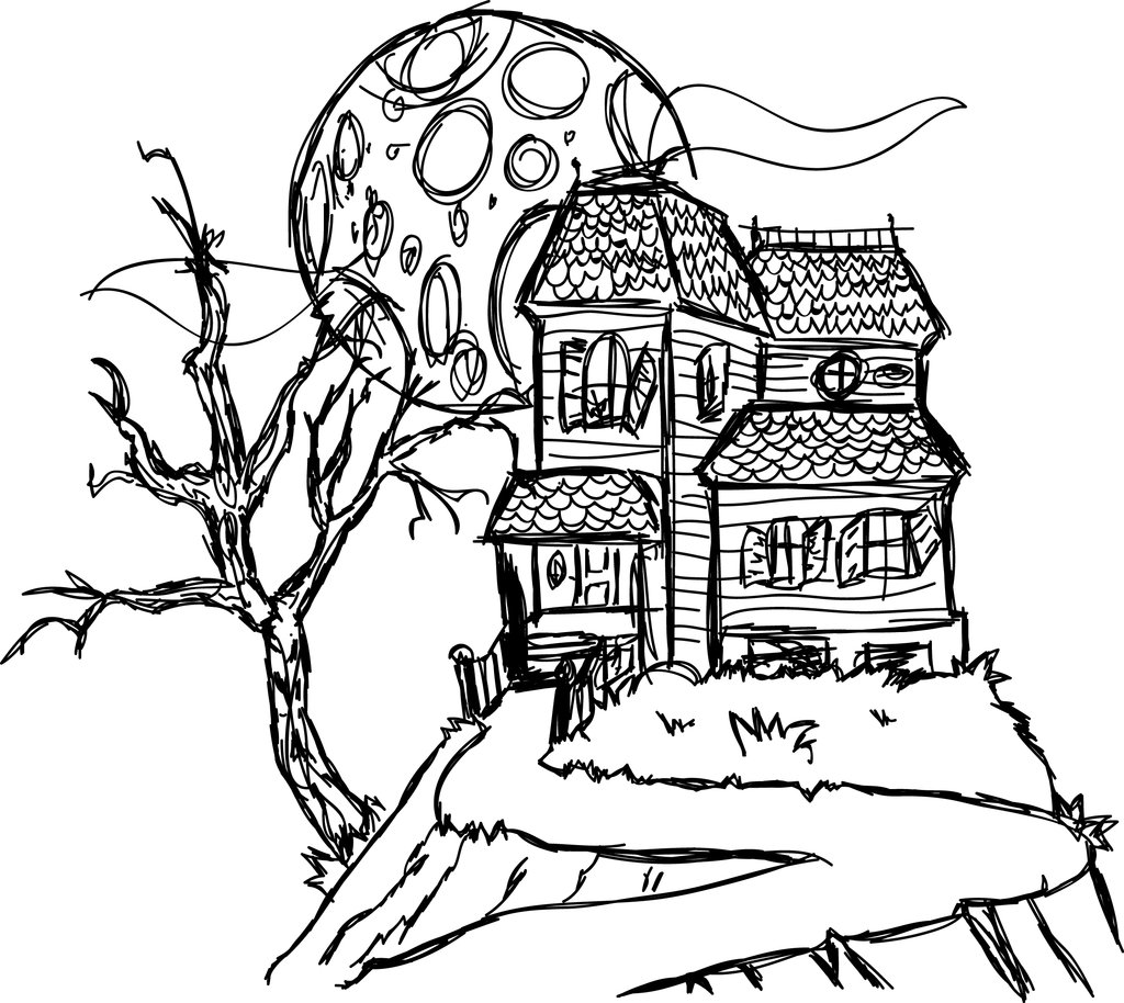 Haunted Houses Coloring Page