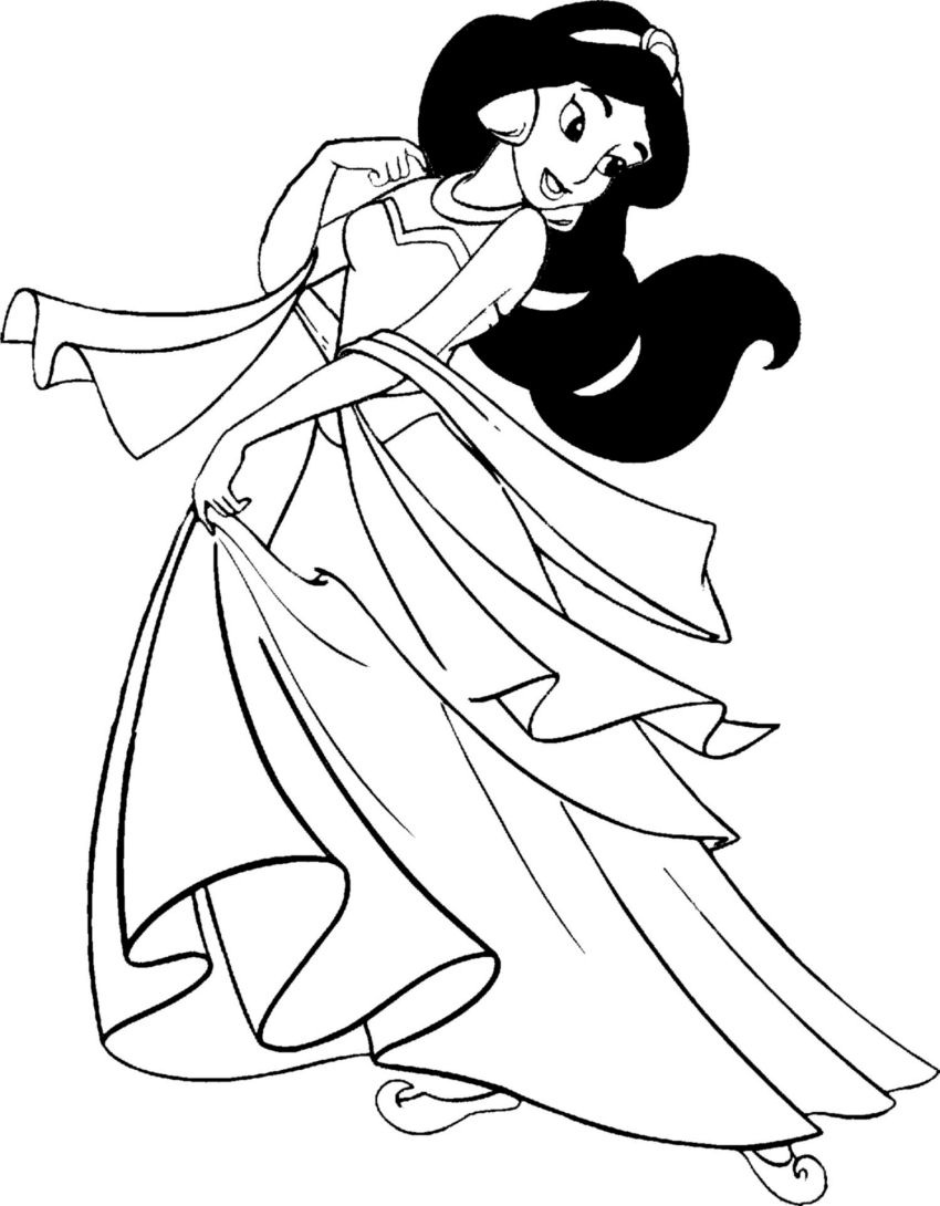 Princess Jasmine Coloring Pages For Kids