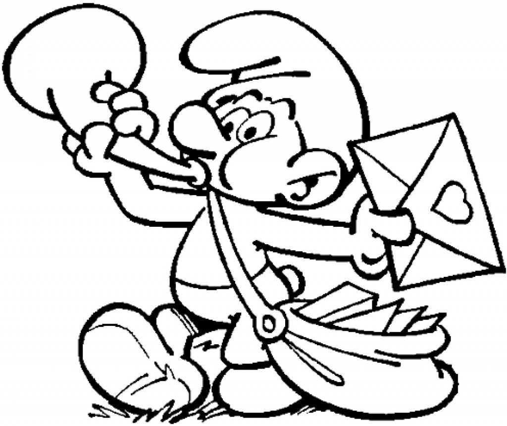 Postman Smurf Coloring Pages